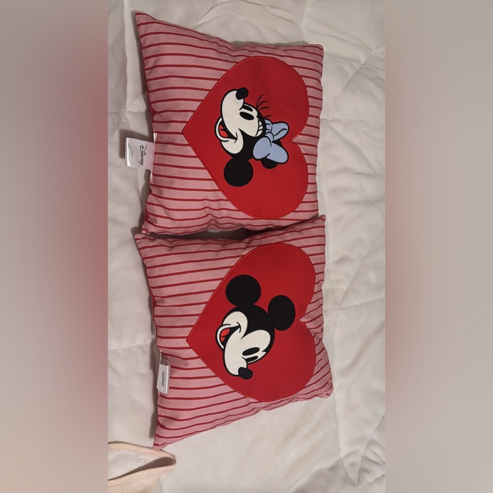 Disney Red and Pink Mickey Mouse Heart Pillows